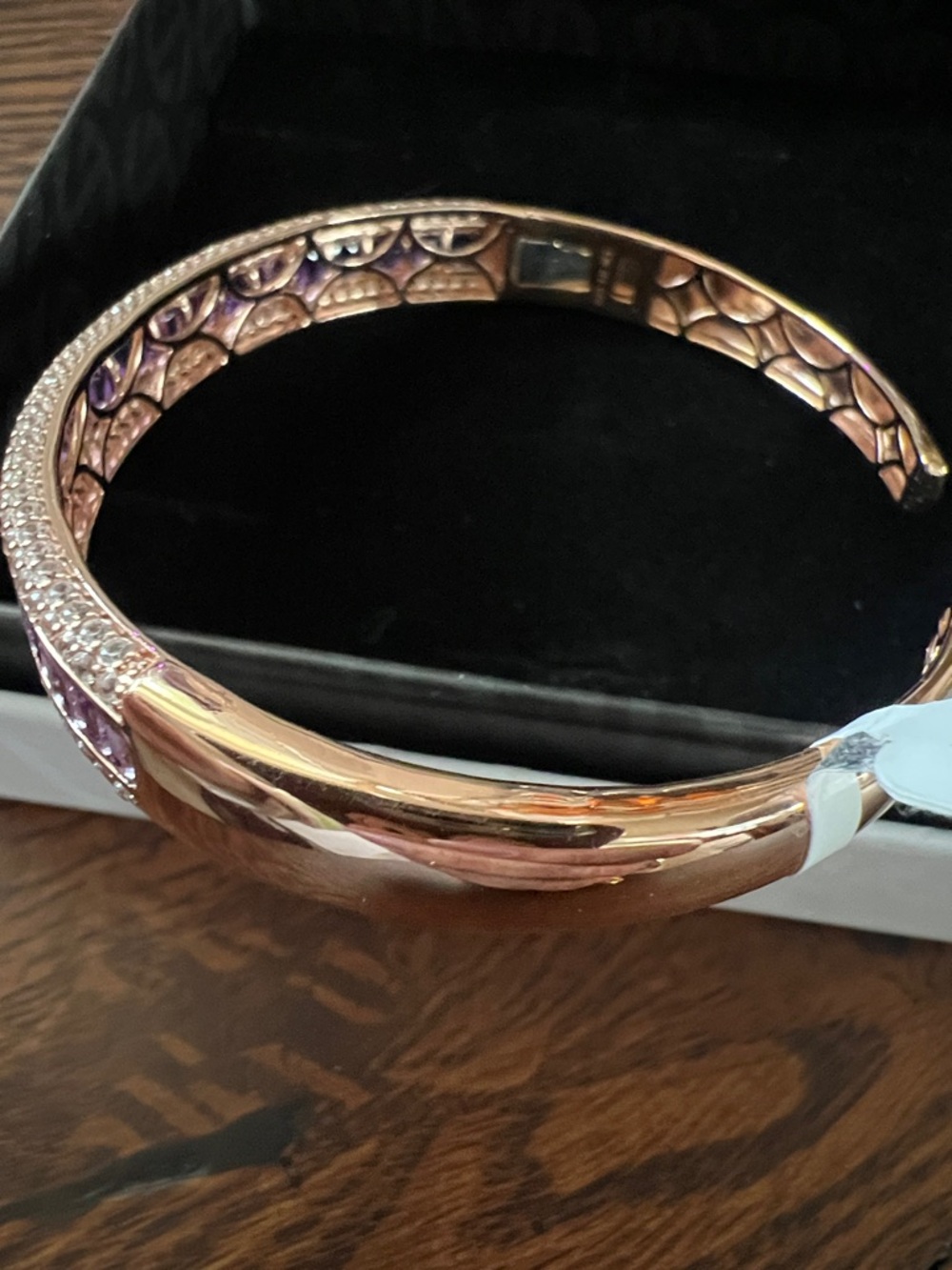 Diamonique Rose Gold/SS 925 11.25 cttw Channel Set Purple Baguette Cuff NWT - Picture 8 of 10